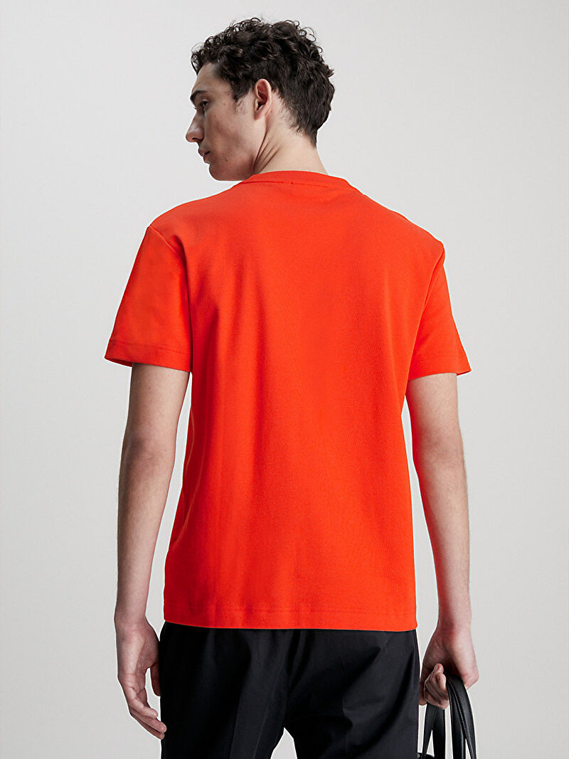 Calvin Klein Turuncu Renkli Erkek Micro Logo T-Shirt