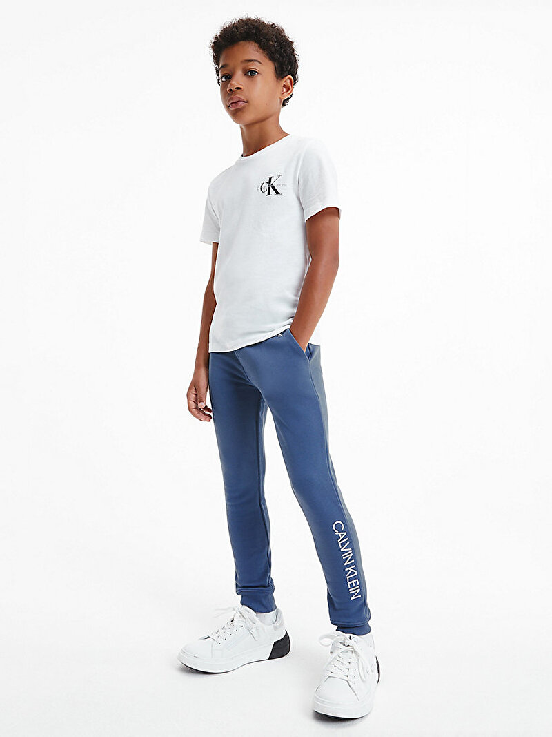 Calvin Klein Beyaz Renkli Erkek Çocuk Chest Monogram T-Shirt