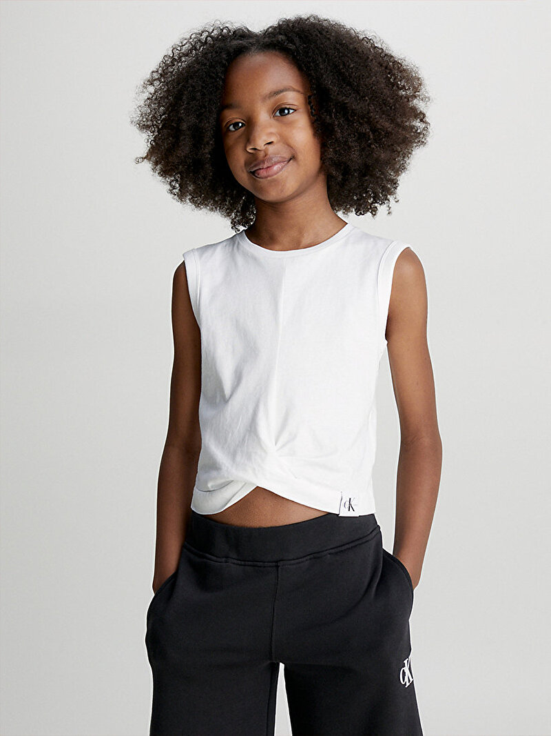 Calvin Klein Beyaz Renkli Kız Çocuk Movement Label T-Shirt