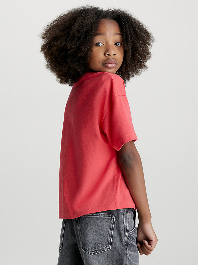 Calvin Klein Pembe Renkli Kız Çocuk CK Logo Boxy T-Shirt