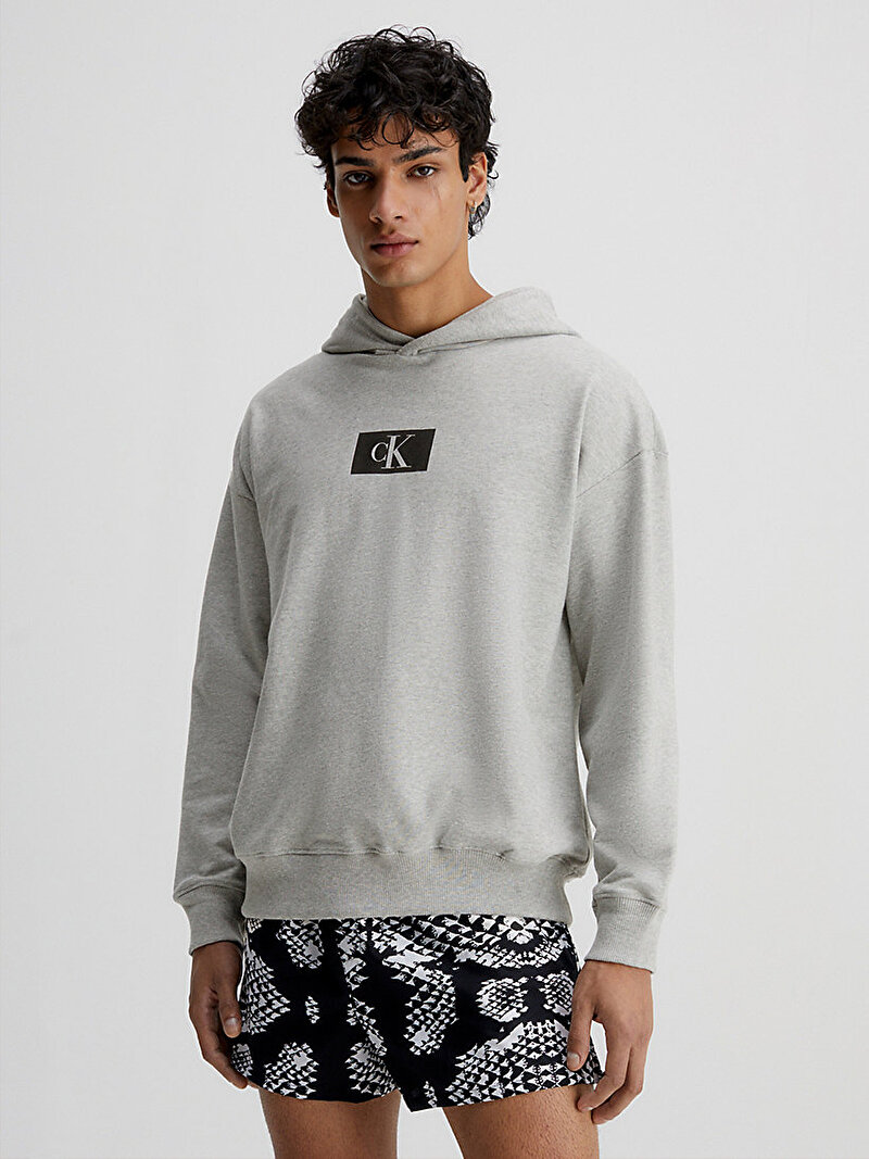 Calvin Klein Gri Renkli Erkek Hoodie Sweatshirt