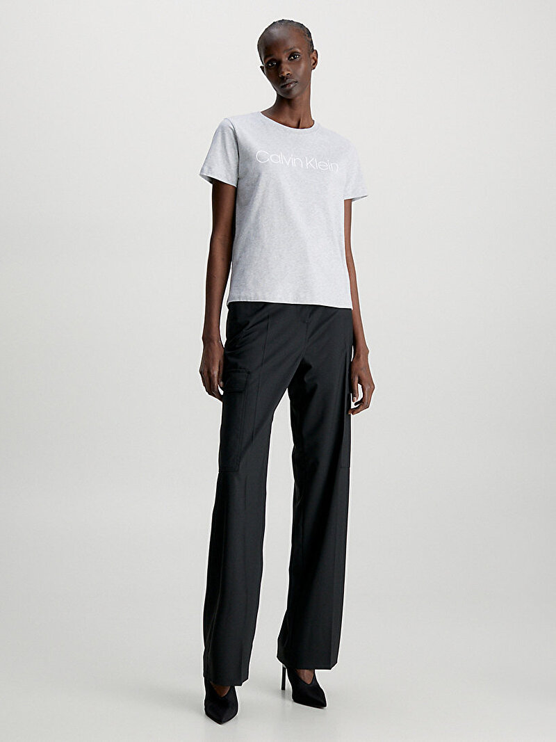 Calvin Klein Beyaz Renkli Kadın Core Logo T-Shirt