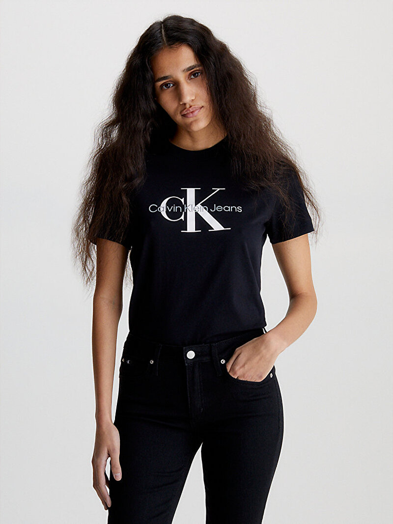 Calvin Klein Siyah Renkli Kadın Core Monologo Regular T-Shirt