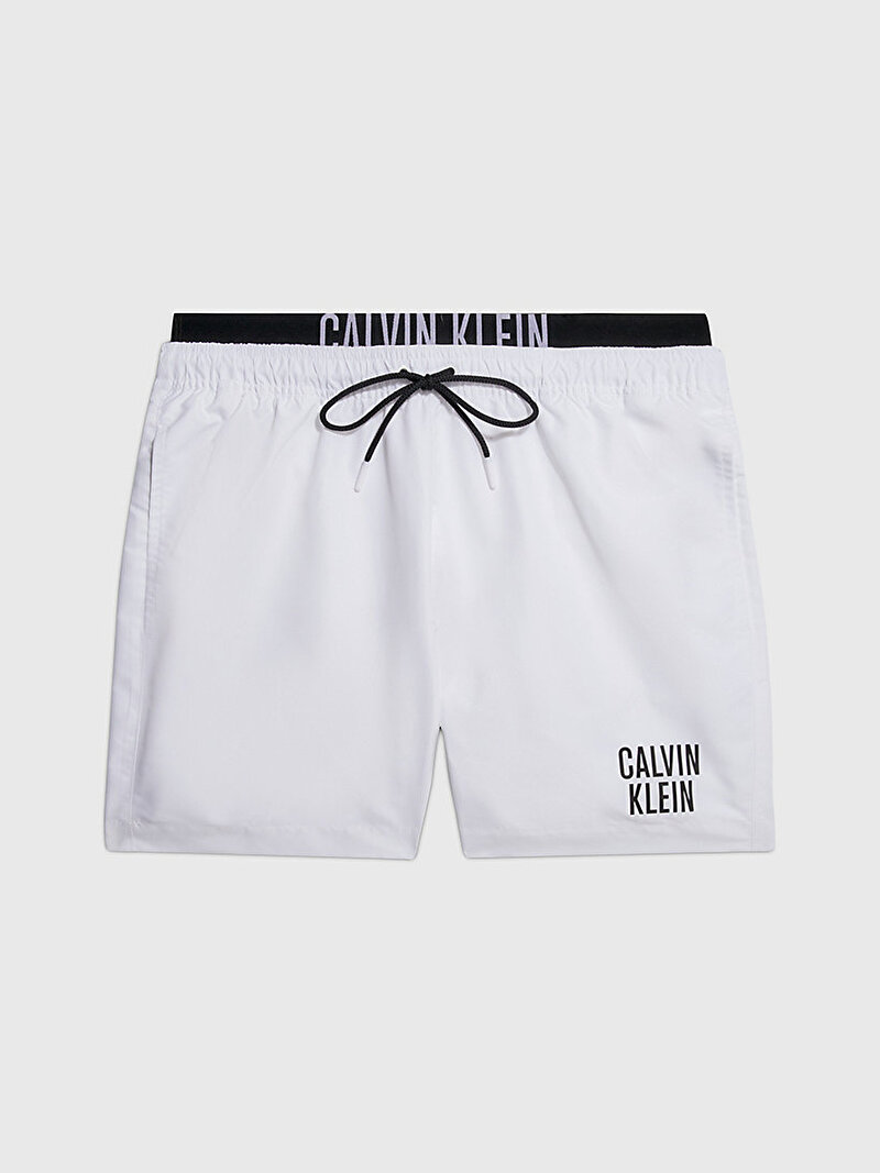 Calvin Klein Beyaz Renkli Erkek Medium Double Waistband Deniz Şortu