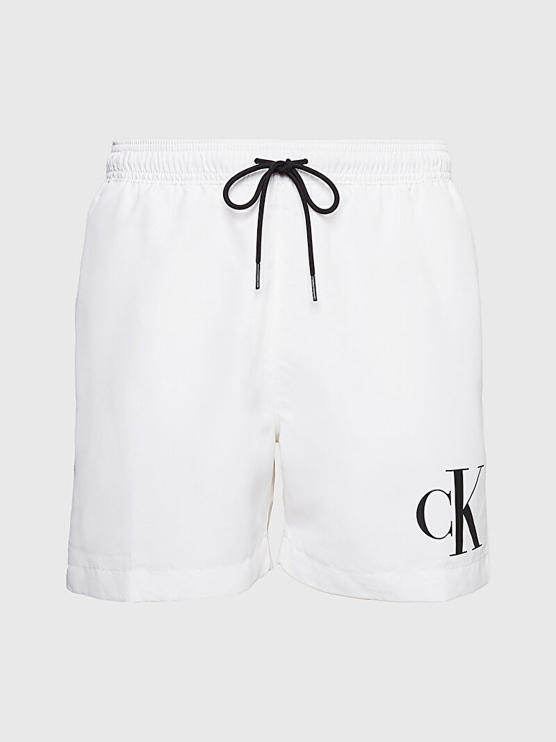 Calvin Klein Beyaz Renkli Erkek Medium Drawstring Deniz Şortu