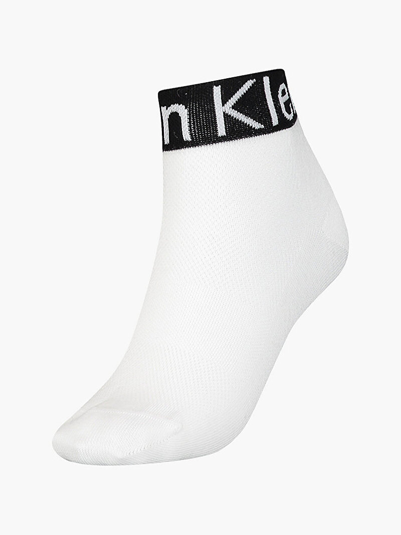 Calvin Klein Beyaz Renkli Kadın Quarter Çorap