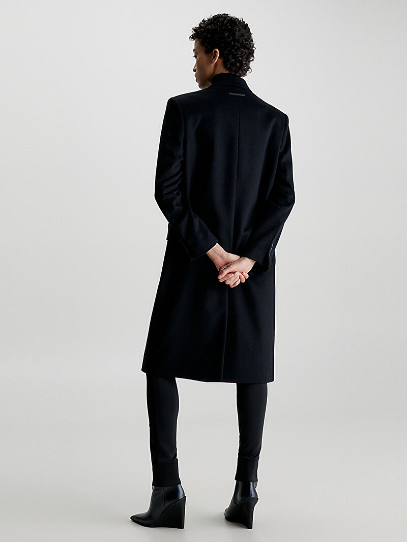 Calvin Klein Siyah Renkli Kadın Melton Wool Double Kaban