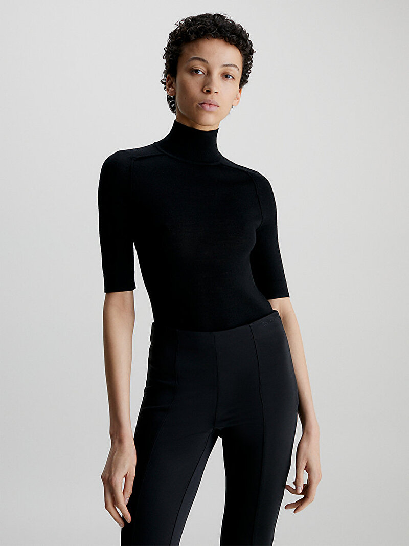 Calvin Klein Siyah Renkli Kadın Extra Fine Wool Kazak