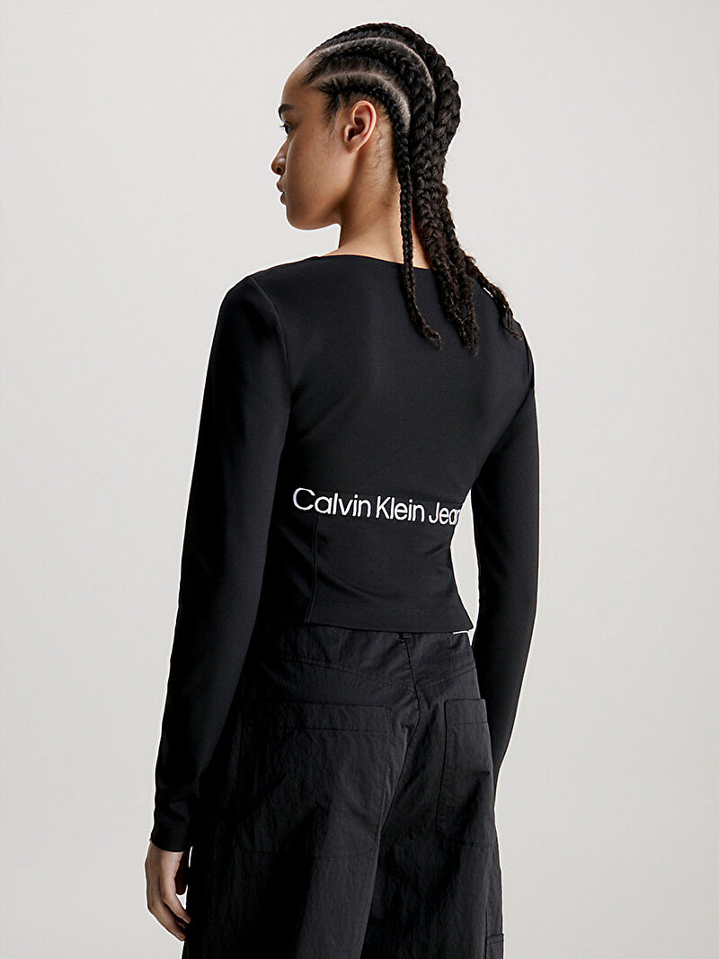 Calvin Klein Siyah Renkli Kadın Logo Elastic Milano T-Shirt
