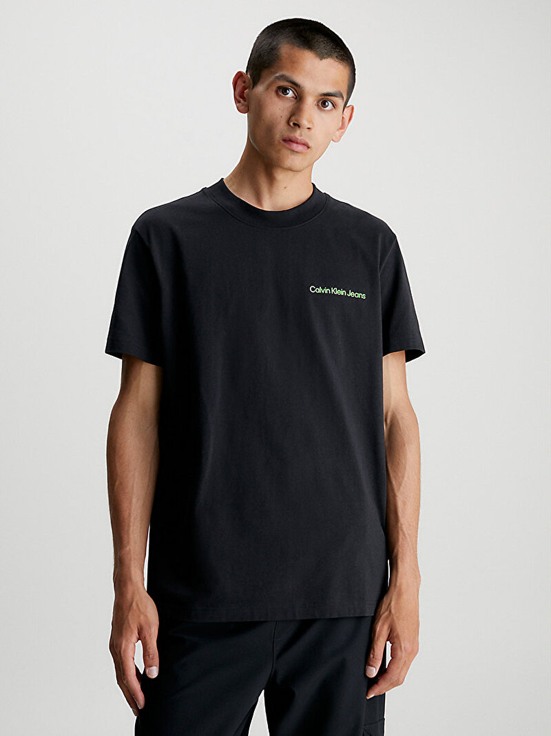 Calvin Klein Siyah Renkli Erkek Logo Tape T-Shirt