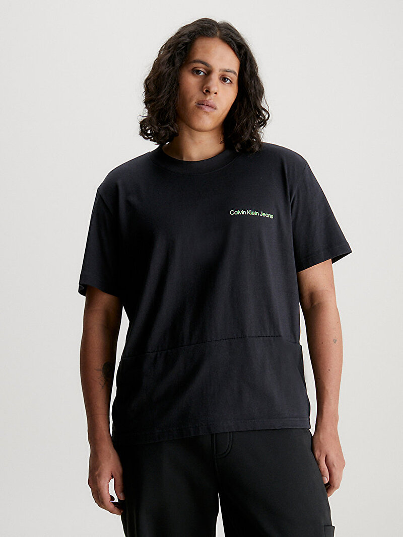 Calvin Klein Siyah Renkli Erkek Logo Tape T-Shirt