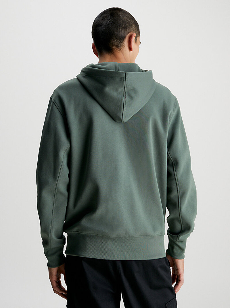 Calvin Klein Haki Renkli Erkek Mix Media Fermuarlı Sweatshirt