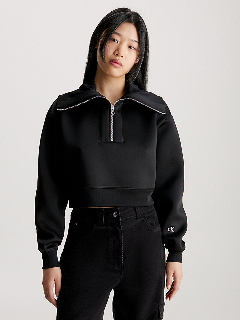 Calvin Klein Siyah Renkli Kadın Spacer Half Zip Sweatshirt