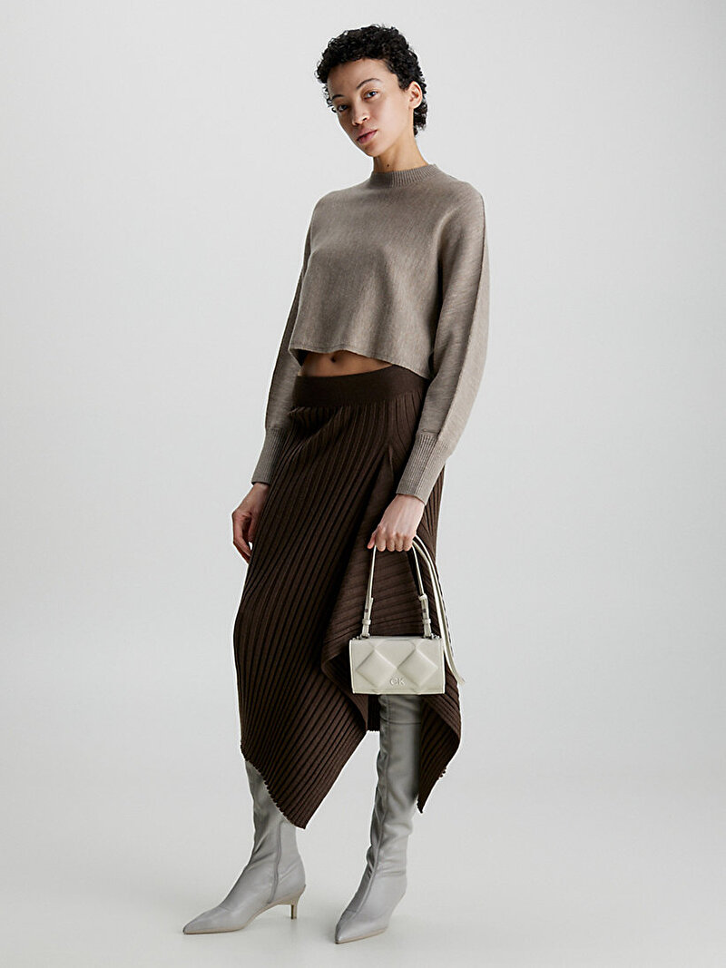 Calvin Klein Ekru Renkli Kadın Re-Lock Quilt Cüzdan Çanta