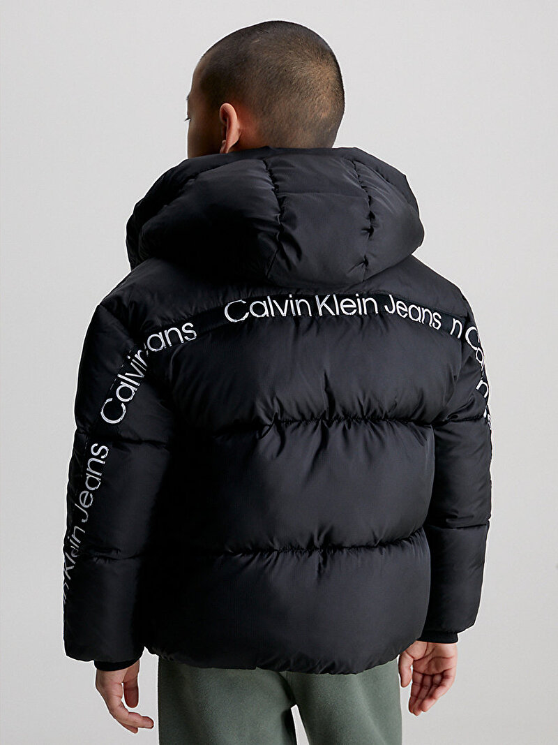 Calvin Klein Siyah Renkli Erkek Çocuk Ckj Logo Tape Puffer Ceket