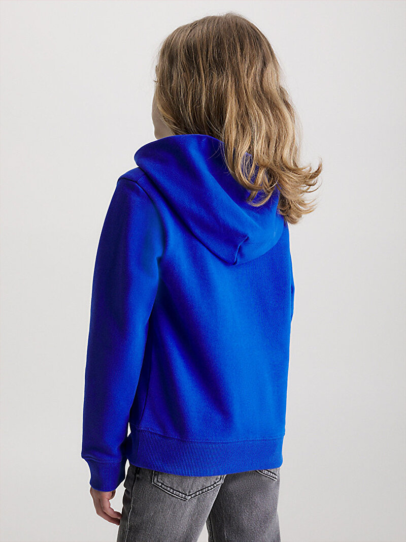 Calvin Klein Mavi Renkli Erkek Çocuk Ckj Stack Logo Hoodie Sweatshirt