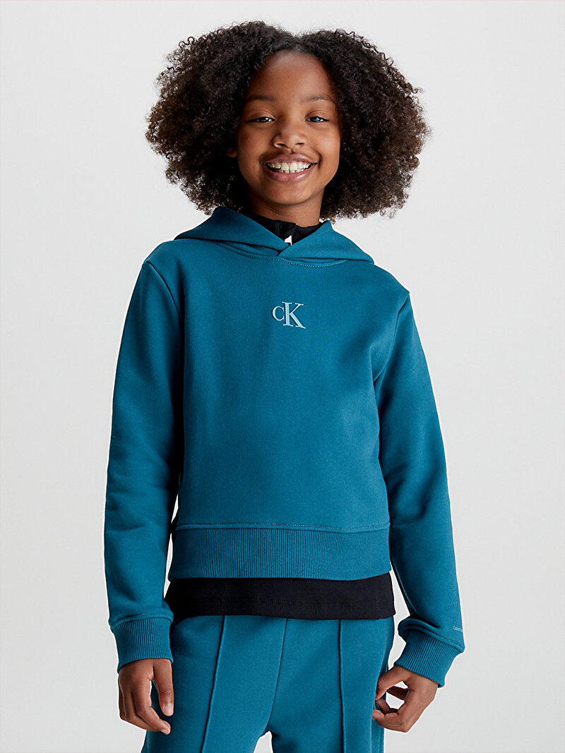 Kız Çocuk Ck Logo Boxy Hoodie Sweatshirt