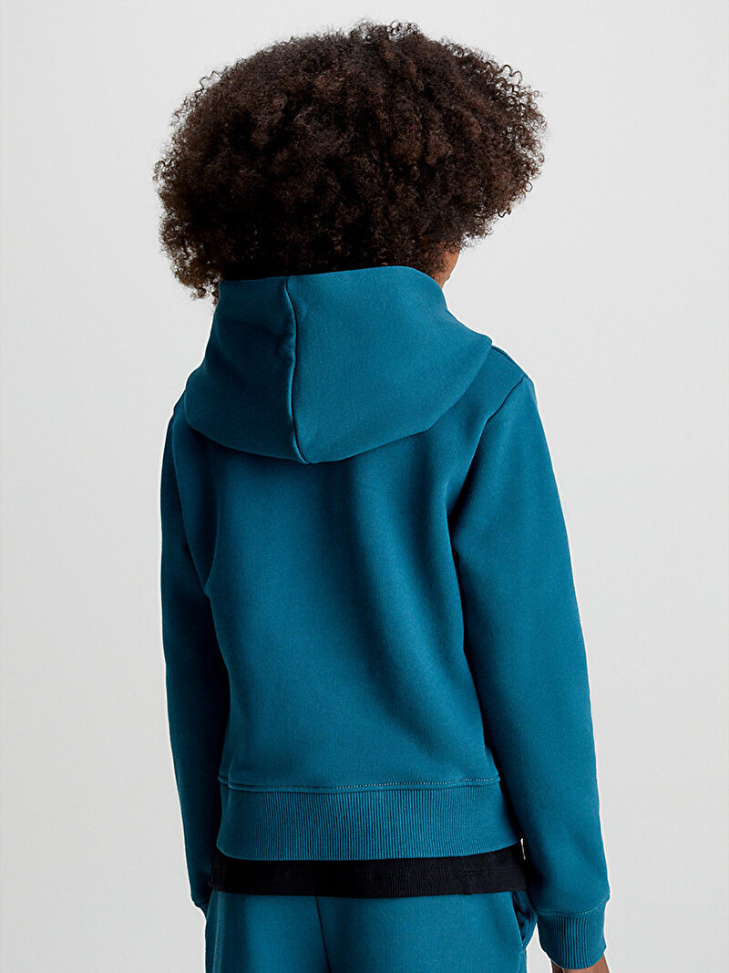Calvin Klein Yeşil Renkli Kız Çocuk Ck Logo Boxy Hoodie Sweatshirt