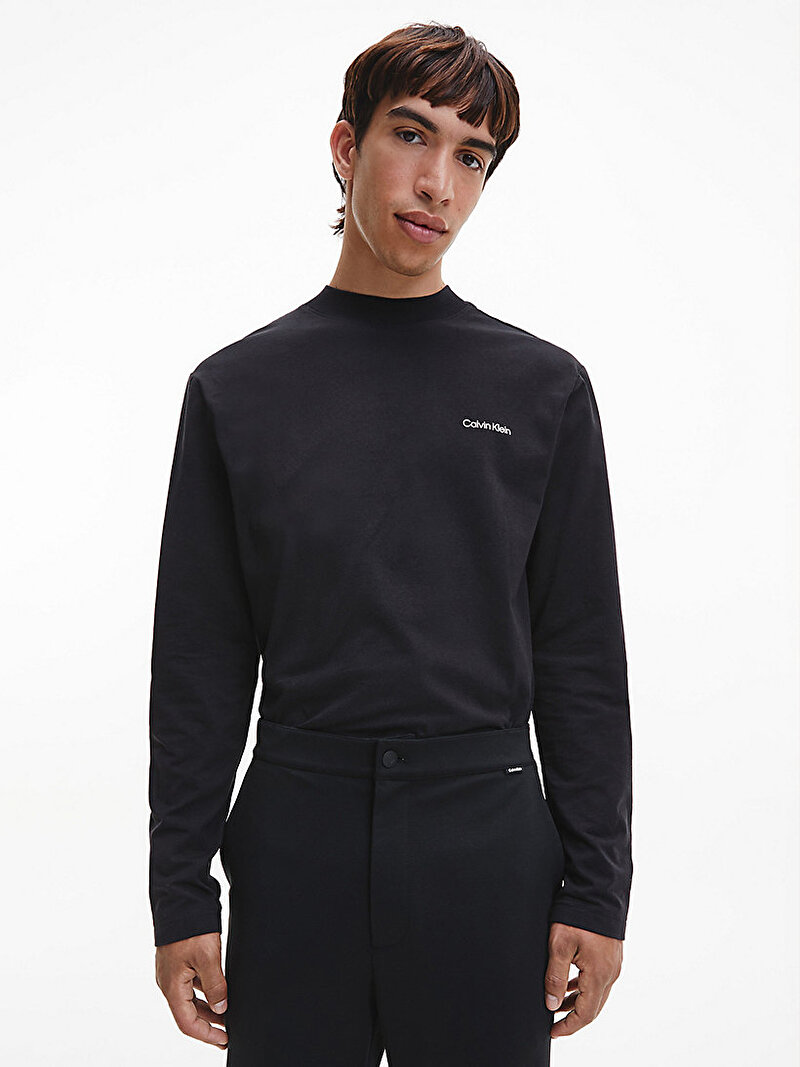 Calvin Klein Siyah Renkli Erkek Micro Logo Uzun Kollu T-Shirt