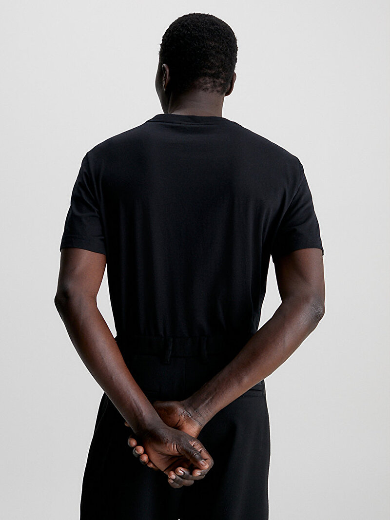 Calvin Klein Siyah Renkli Erkek Double Flock Logo T-Shirt