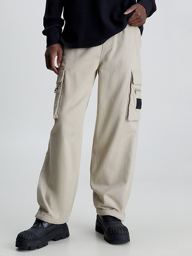 Calvin Klein Bej Renkli Erkek Straps Cargo Pantolon