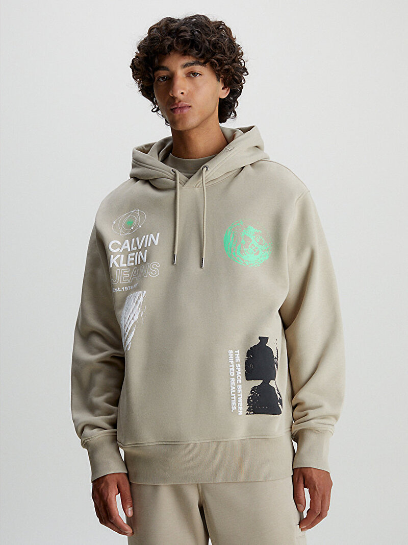 Calvin Klein Bej Renkli Erkek Future Fade Graphic Sweatshirt