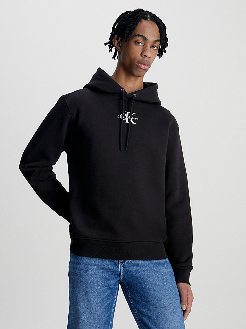 Calvin Klein Siyah Renkli Erkek Monologo Hoodie Sweatshirt