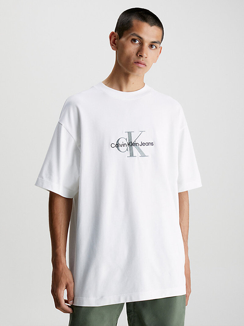 Calvin Klein Beyaz Renkli Erkek Archival Monologo T-Shirt
