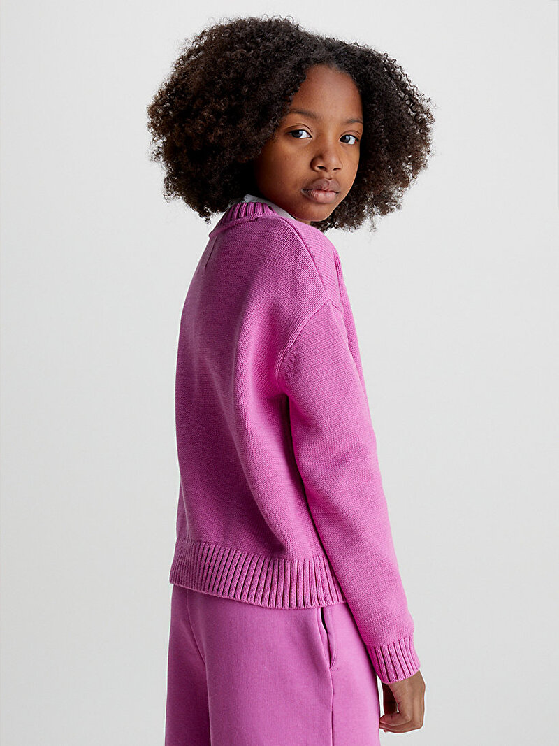 Calvin Klein Pembe Renkli Kız Çocuk Fluffy Monogram Sweatshirt