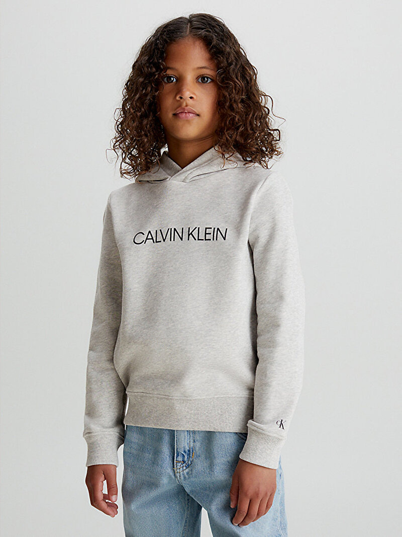 Calvin Klein Gri Renkli Çocuk Unisex Institutional Logo Sweatshirt