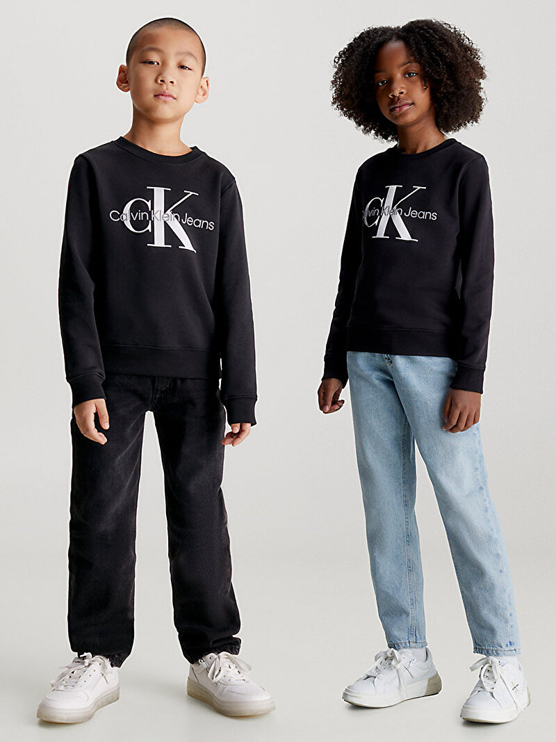 Calvin Klein Siyah Renkli Çocuk Unisex Monogram Logo Sweatshirt