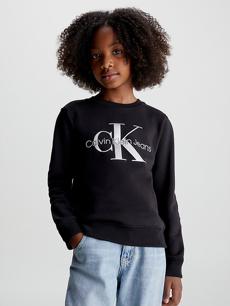 Calvin Klein Siyah Renkli Çocuk Unisex Monogram Logo Sweatshirt
