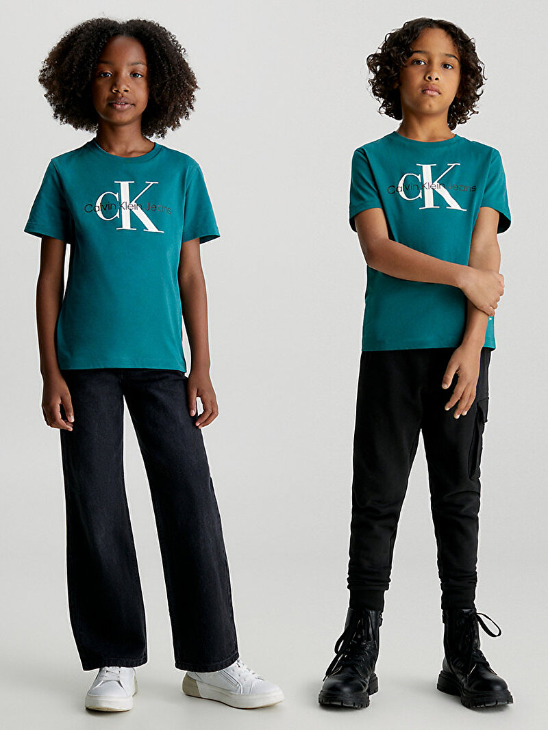 Calvin Klein Mavi Renkli Çocuk Unisex Monogram T-Shirt