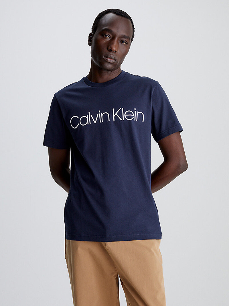 Calvin Klein Lacivert Renkli Erkek Cotton Front Logo T-Shirt