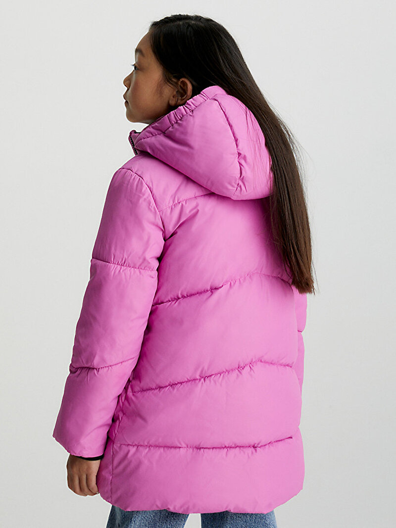 Calvin Klein Pembe Renkli Kız Çocuk Ck Long Puffer Ceket