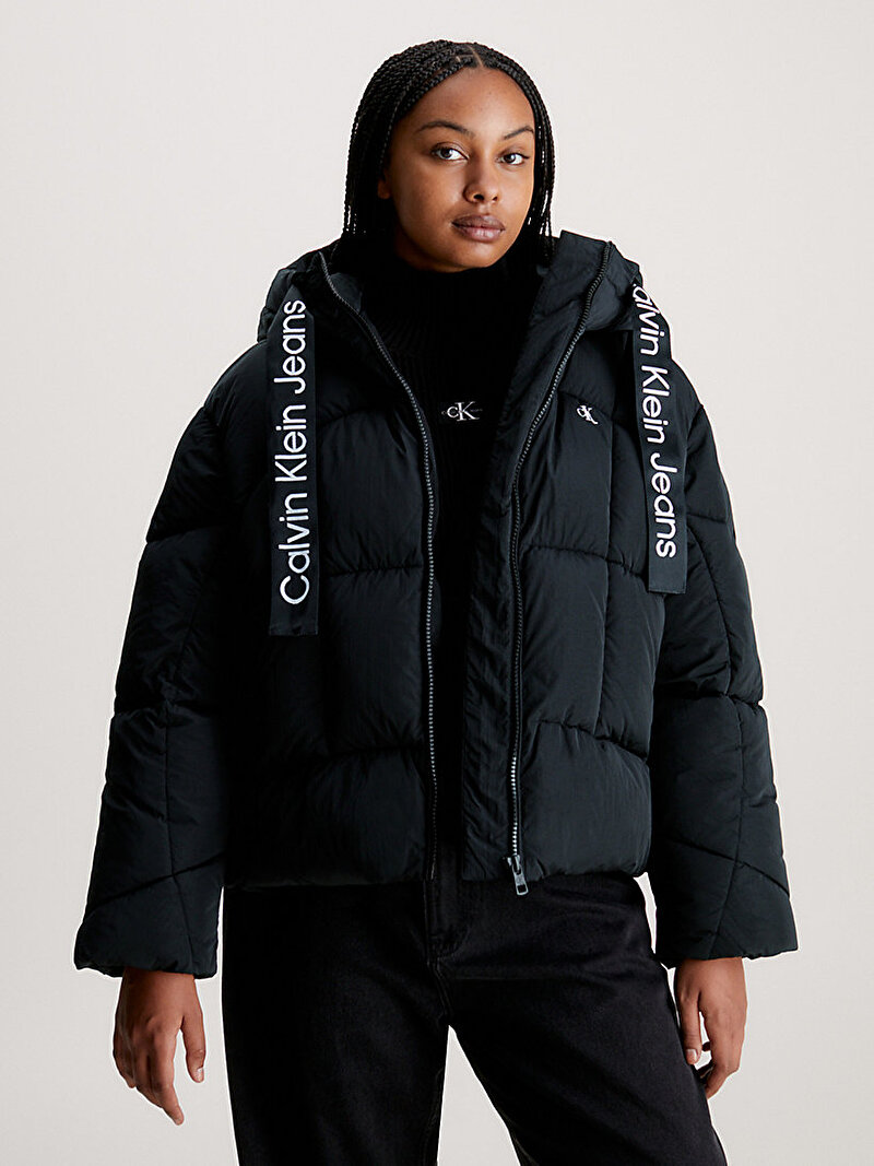 Calvin Klein Siyah Renkli Kadın Logo Drawstring Ceket