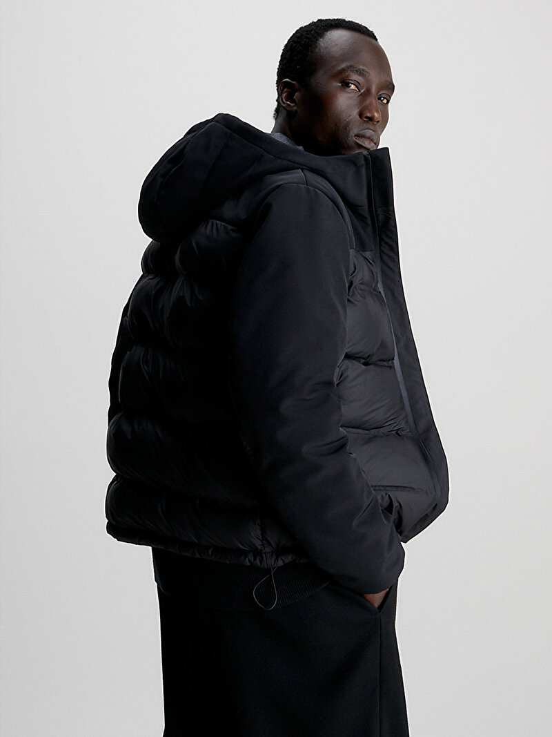Calvin Klein Siyah Renkli Erkek Mix Media Quilt Ceket