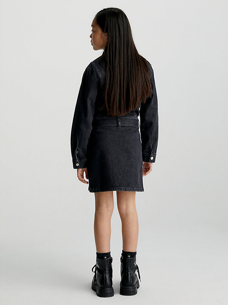Calvin Klein Siyah Renkli Kız Çocuk Denim Elbise