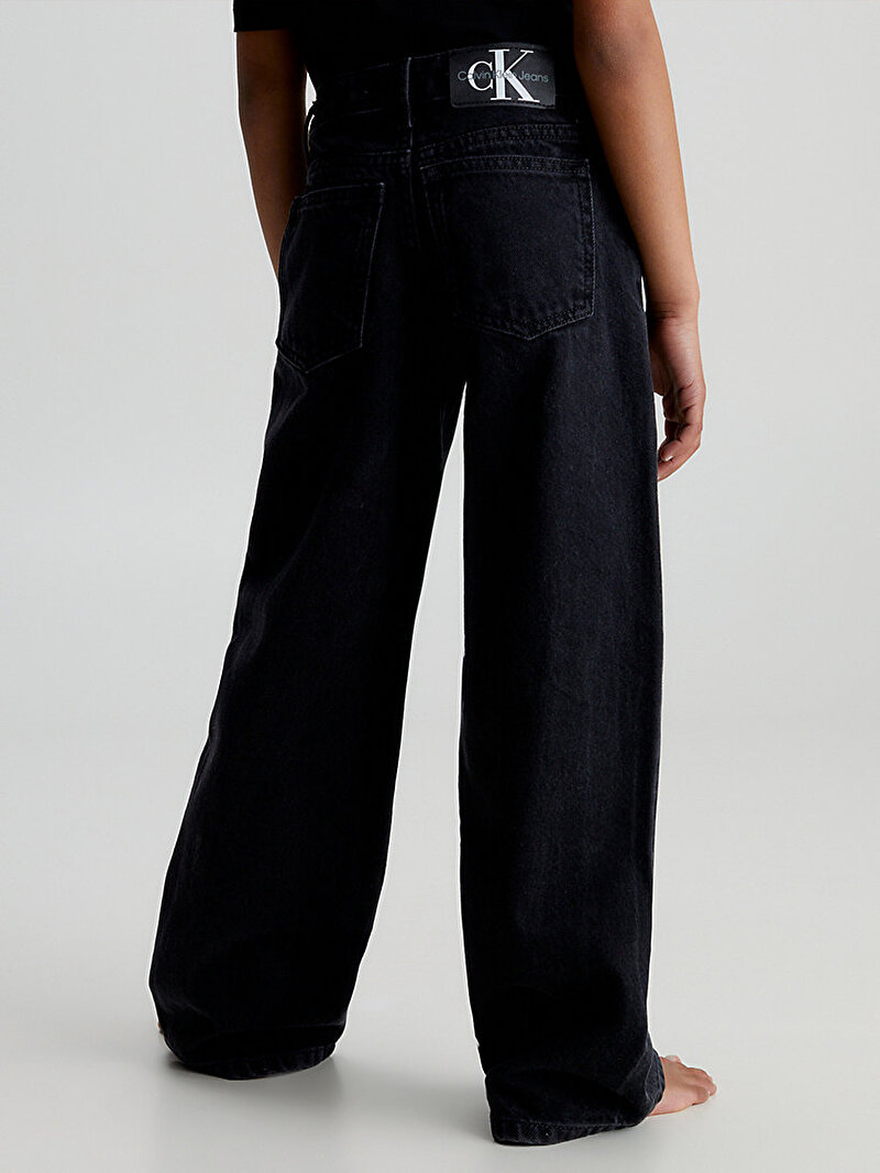 Calvin Klein Siyah Renkli Kız Çocuk Wide Leg Jean Pantolon