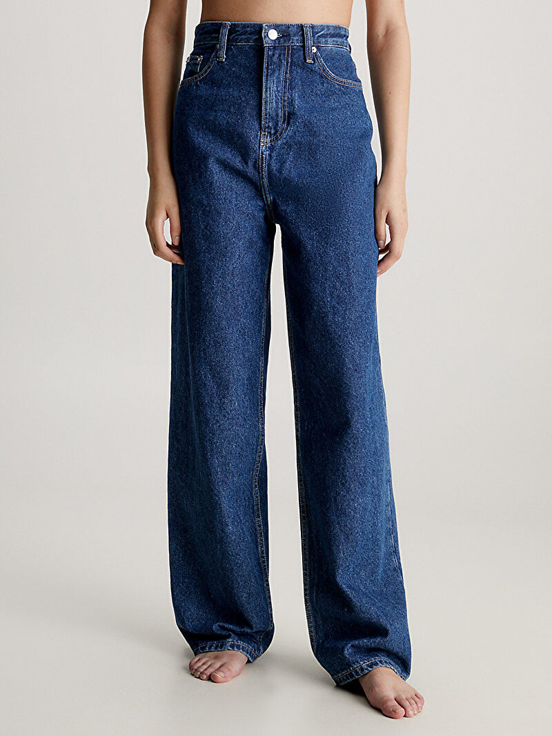 Calvin Klein Mavi Renkli Kadın Relaxed Yüksek Bel Jean Pantolon