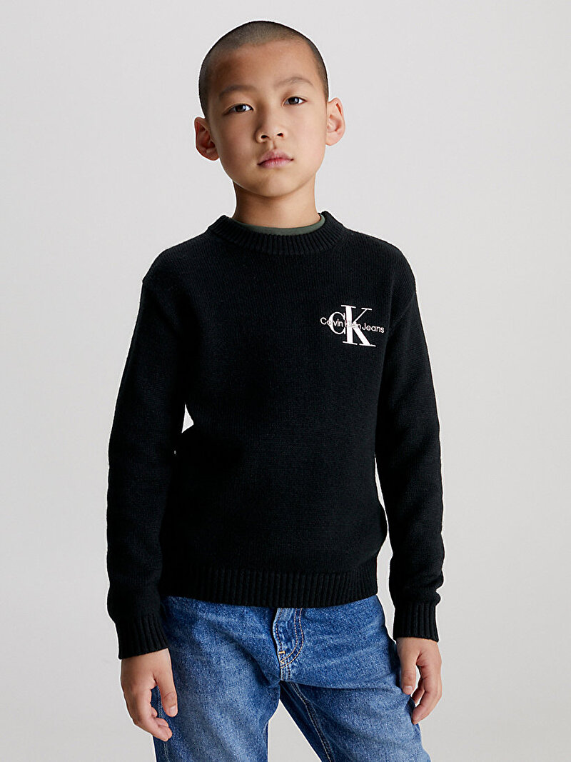 Calvin Klein Siyah Renkli Erkek Çocuk Essential Monogram Kazak