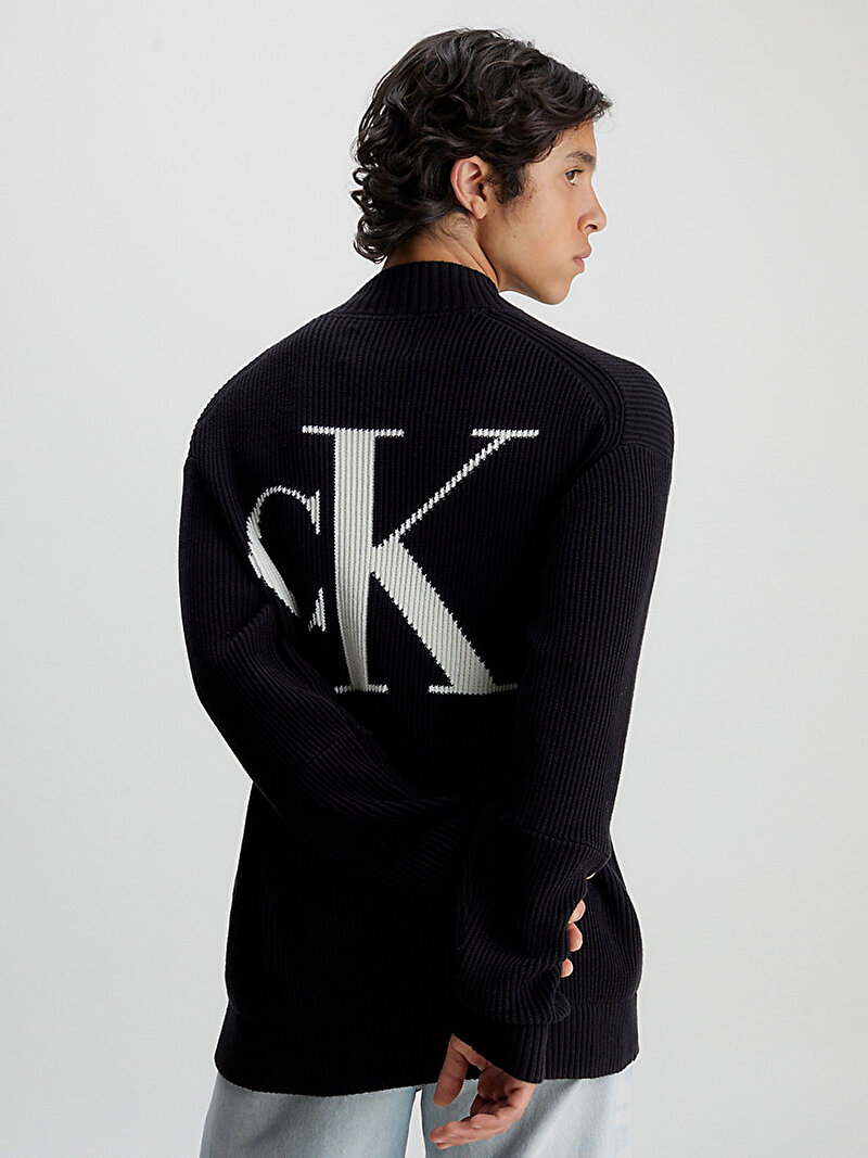 Calvin Klein Siyah Renkli Erkek Blown Up Ck Mock Kazak