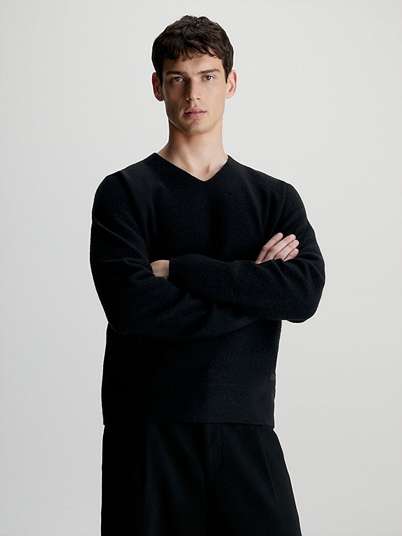 Calvin Klein Siyah Renkli Erkek Seamless Felted Kazak