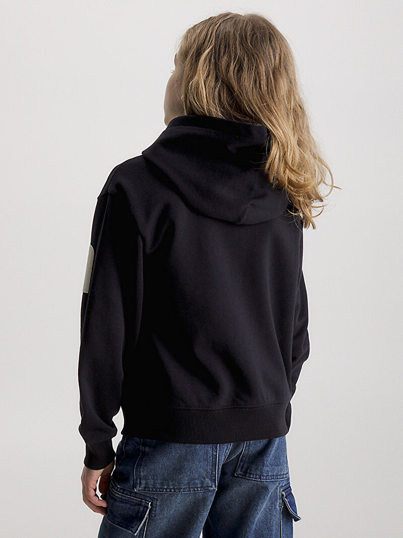 Calvin Klein Siyah Renkli Erkek Çocuk Blown-Up Logo Fleece Sweatshirt
