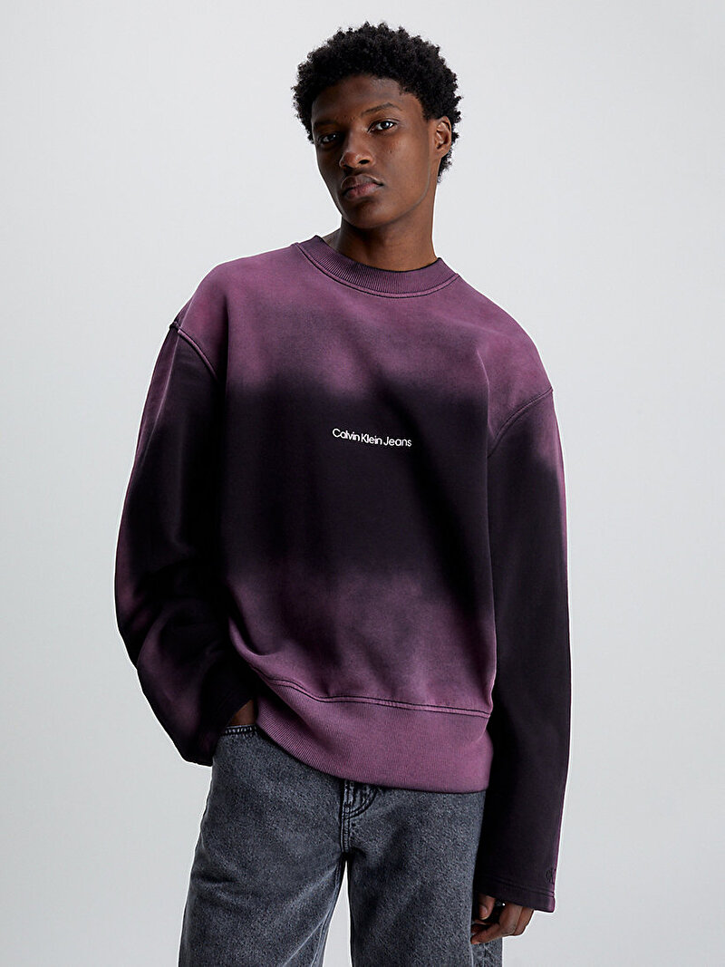 Calvin Klein Mor Renkli Erkek Institutional Spray Sweatshirt