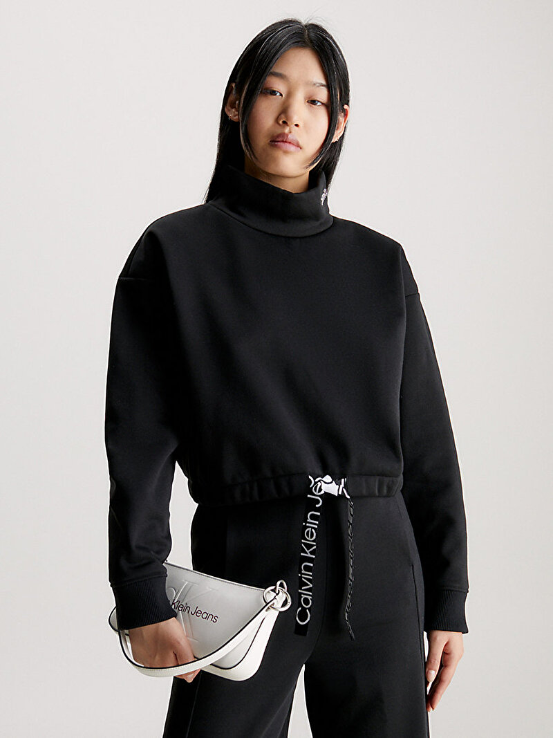 Calvin Klein Siyah Renkli Kadın Waist Drawcord Sweatshirt