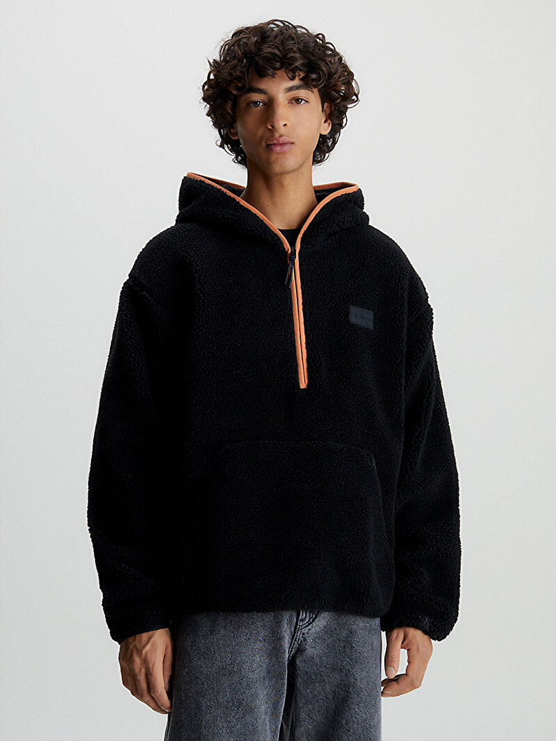 Calvin Klein Siyah Renkli Erkek Sherpa Half Zip Sweatshirt