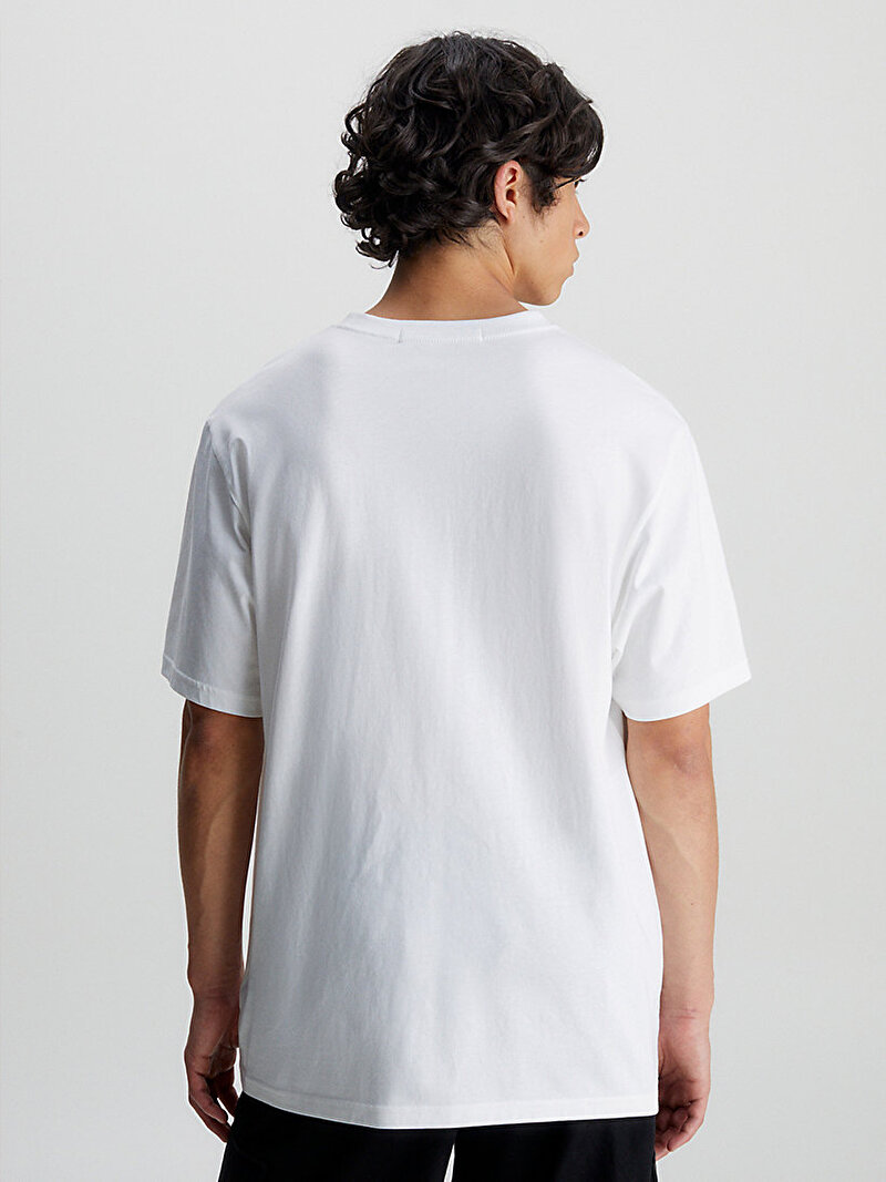 Calvin Klein Beyaz Renkli Erkek Hyper Real Slanted T-Shirt