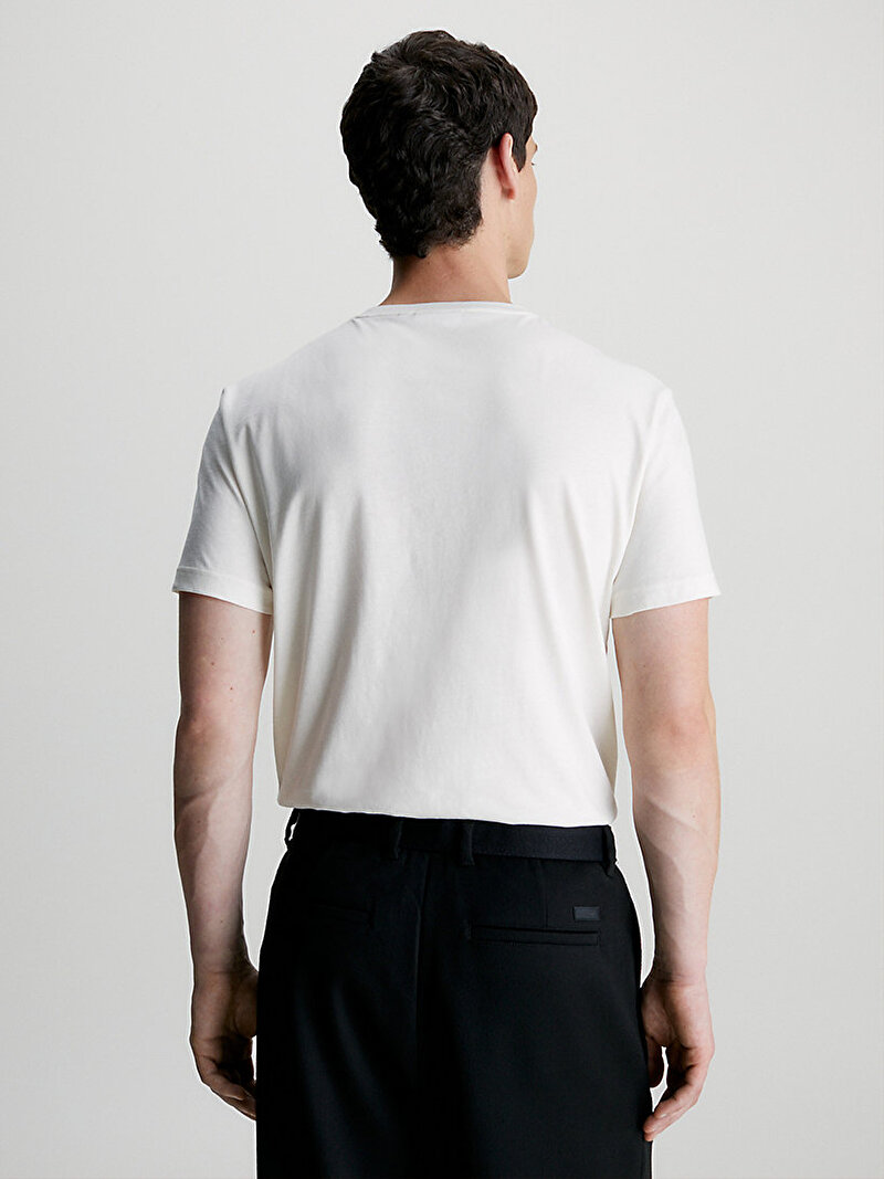 Calvin Klein Ekru Renkli Erkek Smooth Cotton T-Shirt