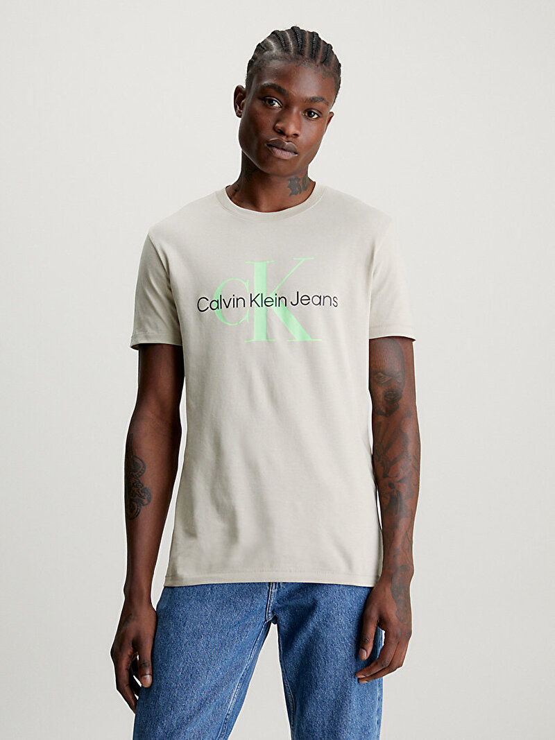 Calvin Klein Kahverengi Renkli Erkek Seasonal Monologo T-Shirt